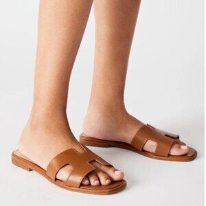 Steve Madden Tan Leather Slide Sandals